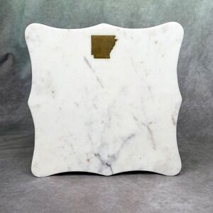 The Royal Standard White Marble Arkansas Brass Inlay Scalloped Cheese Board
